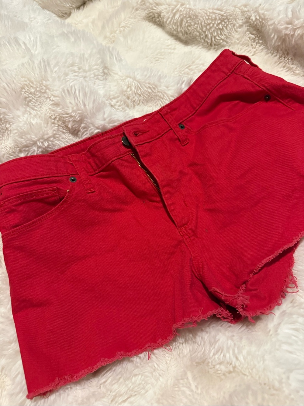 Universal Thread Bright Red High-Rise Cutoff Jean Shorts
